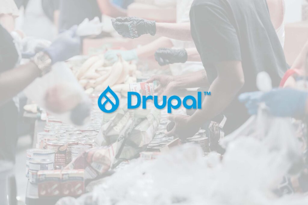 drupal logo with food bank background
