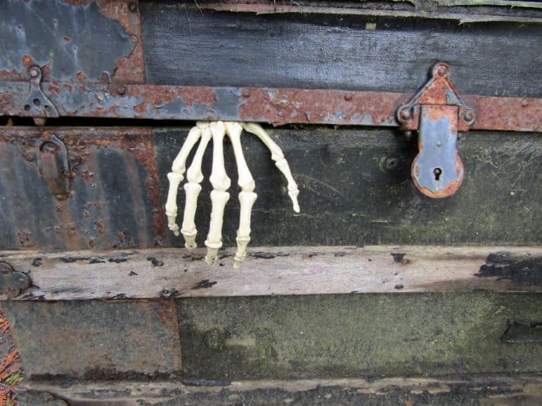 skeleton hand coming out of chest