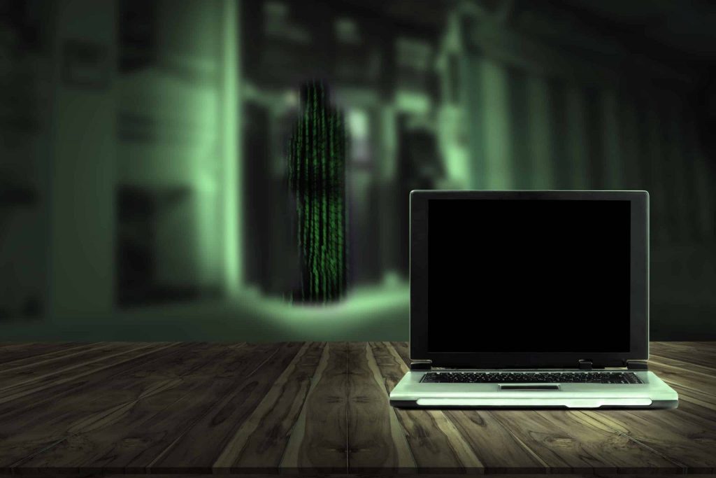 computer in a spooky room