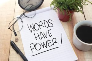 words have power! written on notepad