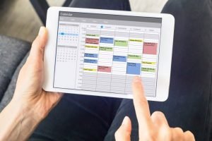 schedule calendar on tablet
