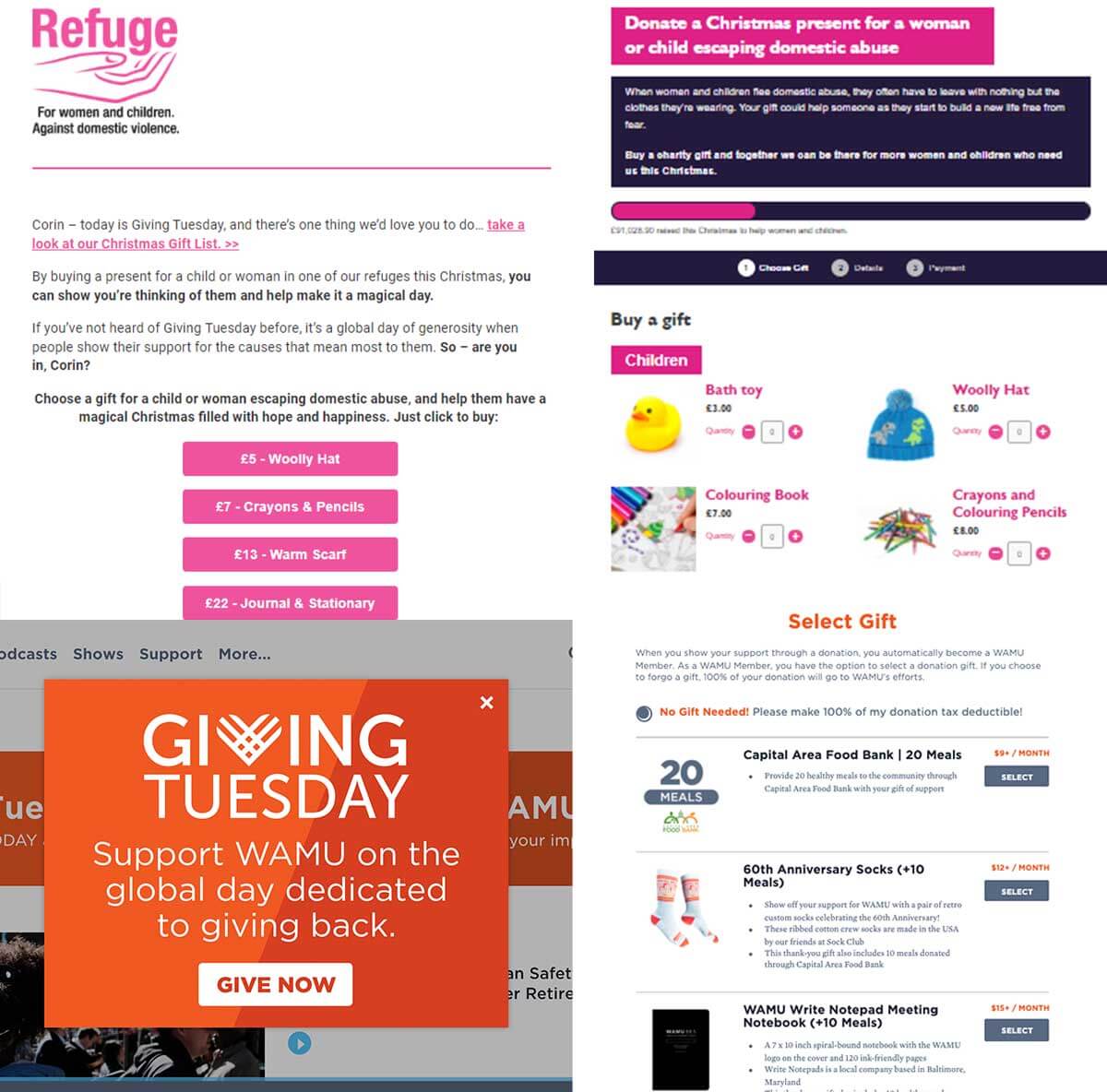 giving tuesday wamu refuge uk campaign ecommerce