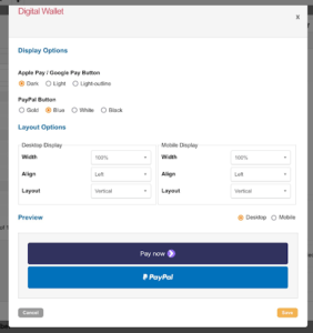 An image showing how to set-up digital wallets in Engaging Networks