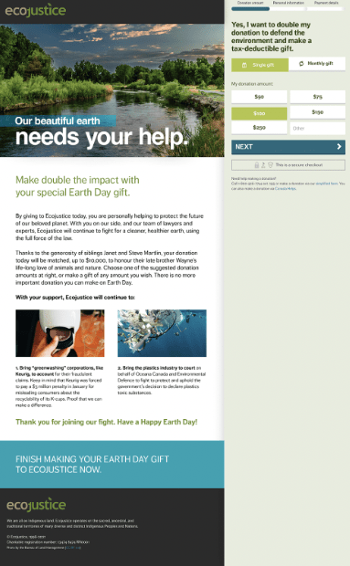 ecojustice landing page earth day