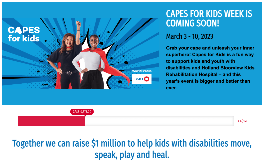 holland bloorview capes for kids case study peer to peer fundraising