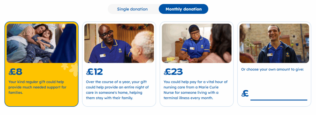 Marie Curie Recurring Donors Monthly Donors