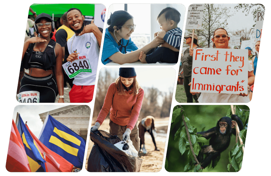 A grid of six photos representing the type of work and organizing done by our clients