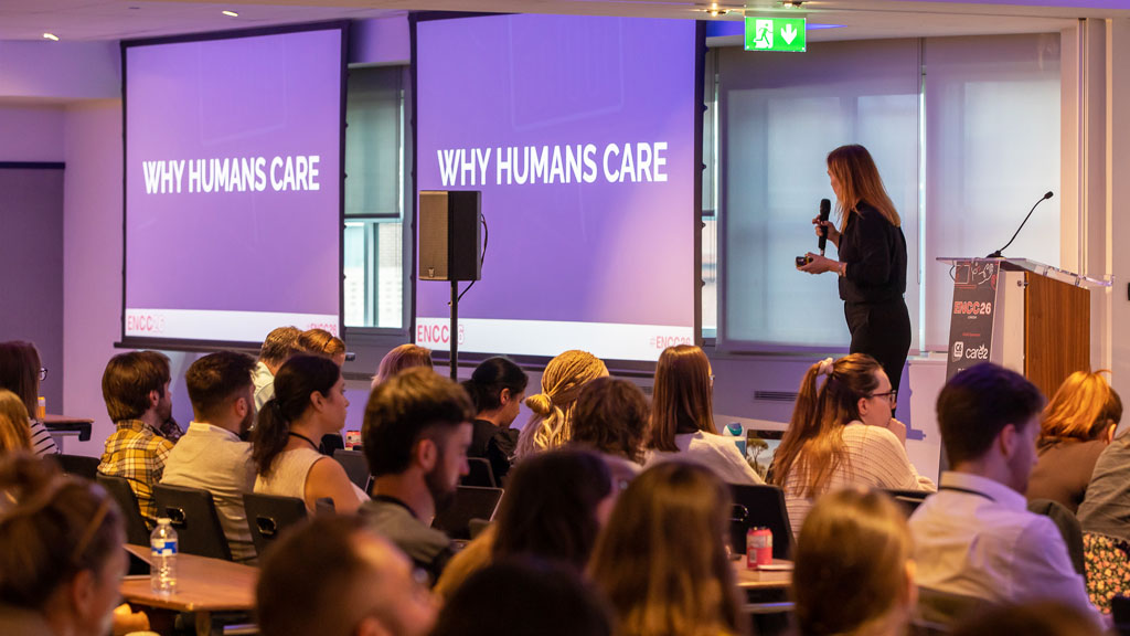 Photo of a keynote presentation at ENCC 2026 London
