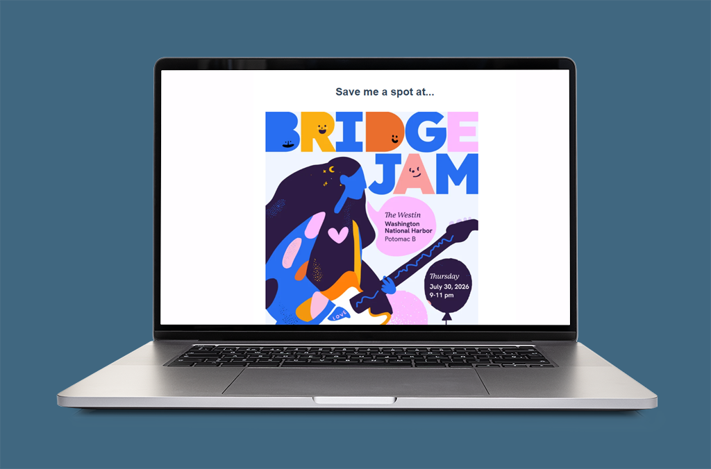 Illustrative image showing an event flyer for 4Site Studios' upcoming Bridge Jam event, happening on Thursday, July 30, 2026 from 9 to 11 pm ET