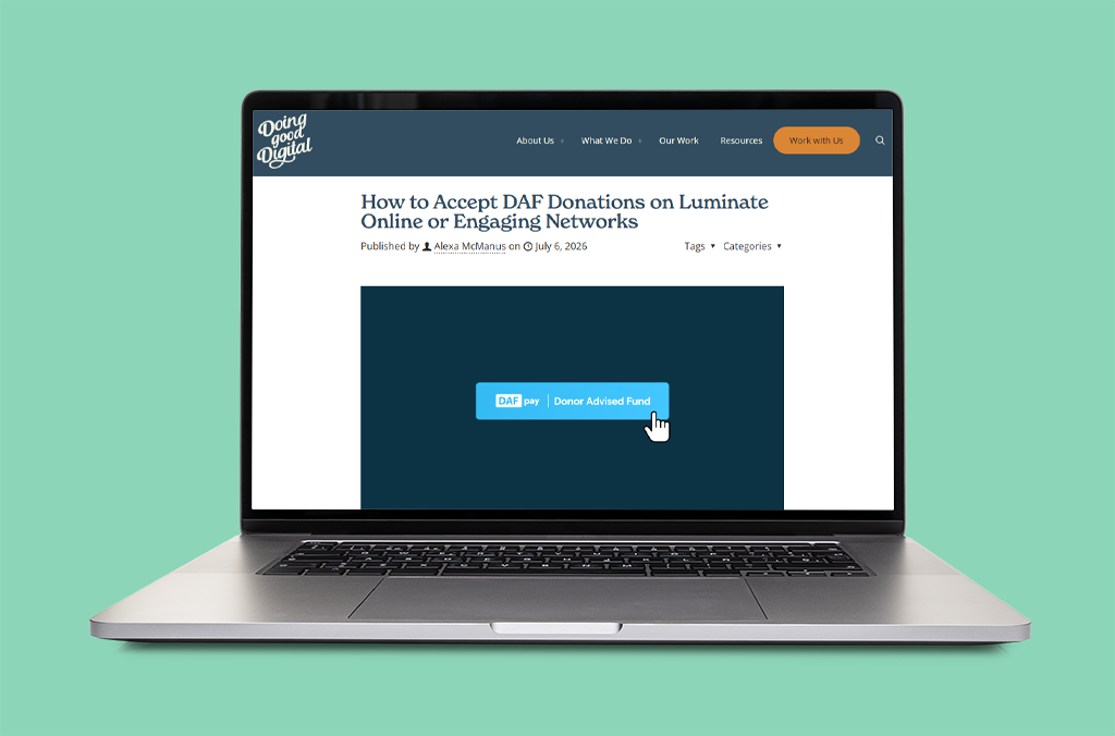 Illustrative image showing a webpage from Doing Good Digital on DAFpay