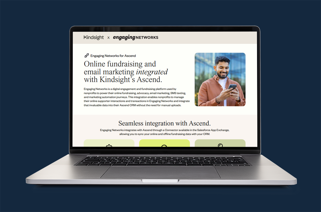 Illustrative image showing information about a new integration between Engaging Networks and Kindsight's Ascend CRM