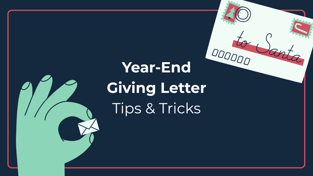 Illustrative image with the text "Year-End Giving Letter Tips & Tricks"