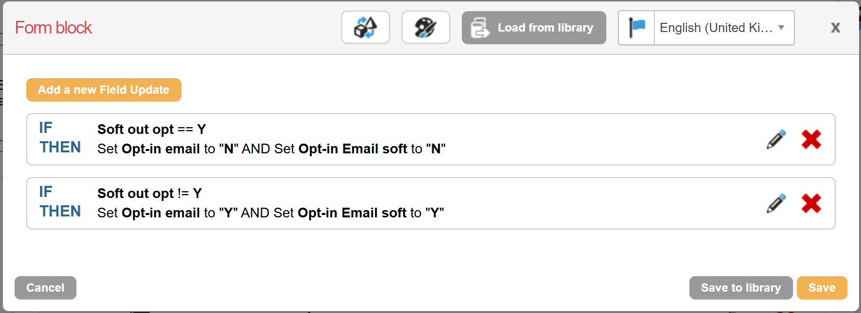 Opt-in form field updates in Engaging Networks